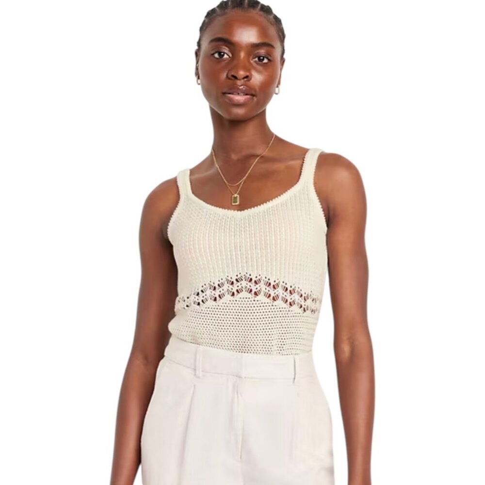 Old Navy Women’s Cream Sweater-Knit Tank Top, Size Small, 100% Cotton, Soft! - Picture 5 of 7